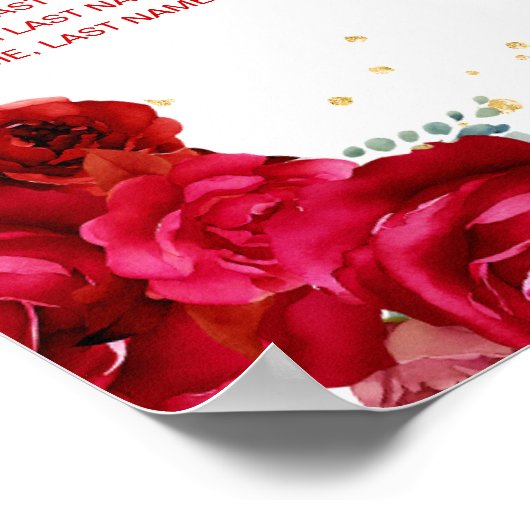 Rote Prinzessin Quinceañera 10 Tabelle Sitzplan Poster (Ecke)