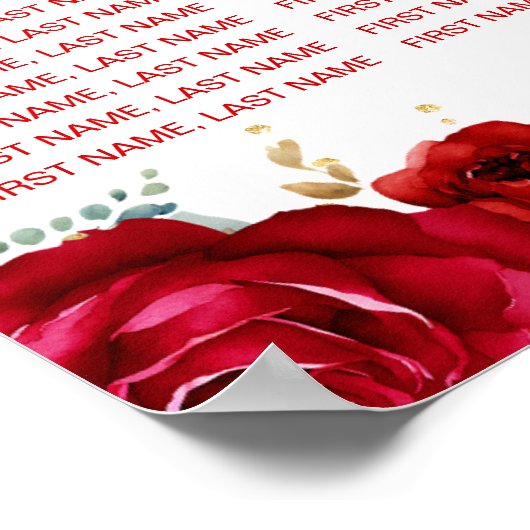 Rote Prinzessin Quinceañera 15 Tabelle Sitzplan Poster (Ecke)