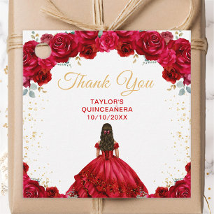 Rote Prinzessin Quinceañera Dankeschön Geschenkanhänger