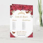 Rote Prinzessin Quinceañera Orden der Ereignisse Programm (Rückseite)