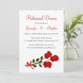 Rote Probe Abendessen Rose Blume Hochzeit Einladung (Stehend Vorderseite)