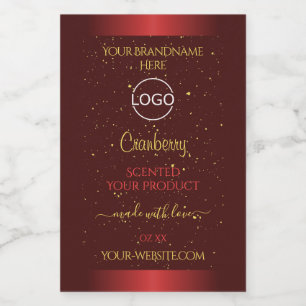 Rote Produktetiketten Gold Glitter Streusel und Lo Lebensmitteletikett