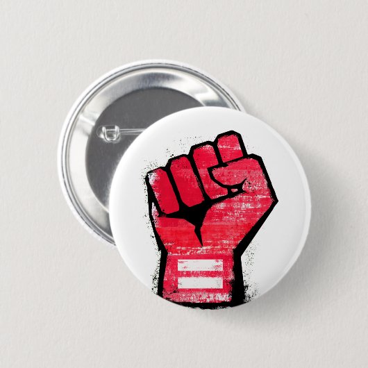 Rote Protestfaust Button (Vorne & Hinten)
