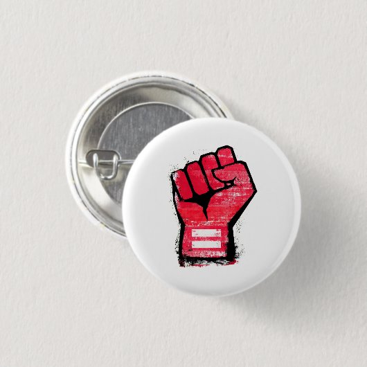 Rote Protestfaust Button (Vorne & Hinten)