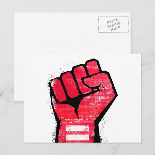 Rote Protestfaust Postkarte (Vorne/Hinten)