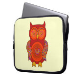 Rote psychedelische Eule Laptopschutzhülle (Vorderseite Links)
