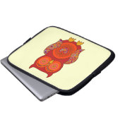 Rote psychedelische Eule Laptopschutzhülle (Vorne Knopf)