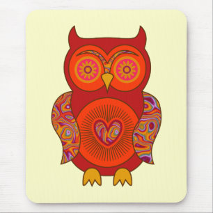 Rote psychedelische Eule Mousepad