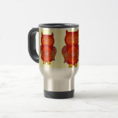 Rote psychedelische Eulen-Reise-Tasse Reisebecher (Vorderseite Links)