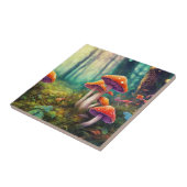 Rote psychedelische Pilze im Wald Fliese (Seite)