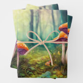 Rote psychedelische Pilze im Wald Geschenkpapier Set (Beispiel)
