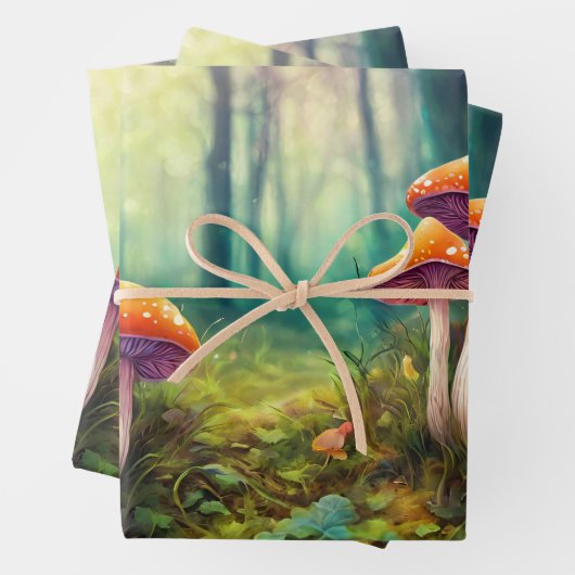 Rote psychedelische Pilze im Wald Geschenkpapier Set (Beispiel)