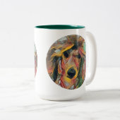 Rote Pudel-Kunst Zweifarbige Tasse (VorderseiteRechts)