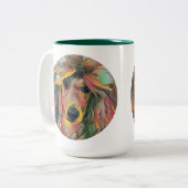 Rote Pudel-Kunst Zweifarbige Tasse (Vorderseite Links)