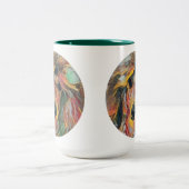 Rote Pudel-Kunst Zweifarbige Tasse (Mittel)