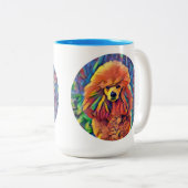 Rote Pudel-Kunst Zweifarbige Tasse (VorderseiteRechts)