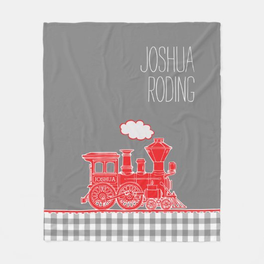 Rote Puffdampf-Zug-Peitsche Grafik Fleecedecke (Vorderseite)