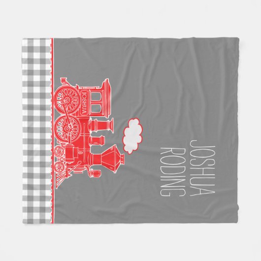 Rote Puffdampf-Zug-Peitsche Grafik Fleecedecke (Vorderseite (Horizontal))