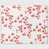 Rote Punkte auf Weiß Geschenkpapier (Flach)