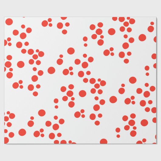 Rote Punkte auf Weiß Geschenkpapier (Flach)