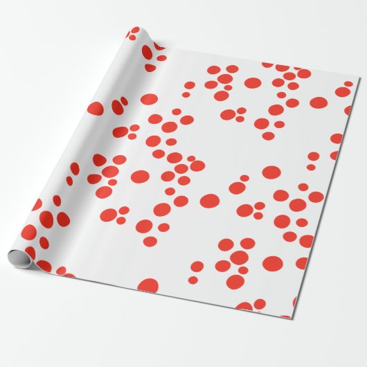 Rote Punkte auf Weiß Geschenkpapier (Ungerollt)
