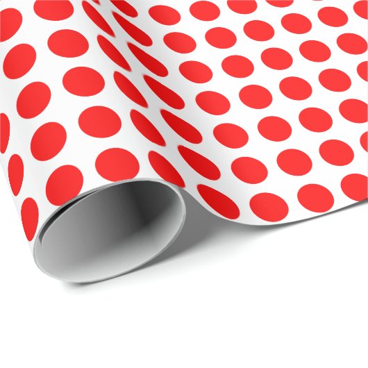 Rote Punkte auf Weißwaschpapier Geschenkpapier (Rolleneckpunkt)