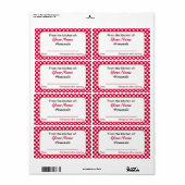 Rote Punkte, die aus der Küche der Etiketten Perso (Vorne)