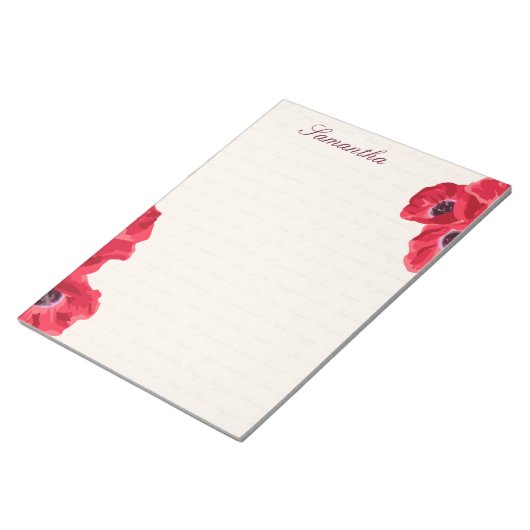 Rote Punkte im Hintergrund Personalisiert Notizblock (angewinkelt)