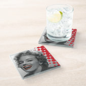 Rote Punkte Marilyn Glasuntersetzer (Schrägansicht)