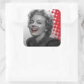 Rote Punkte Marilyn Quadratischer Aufkleber (Tasche)