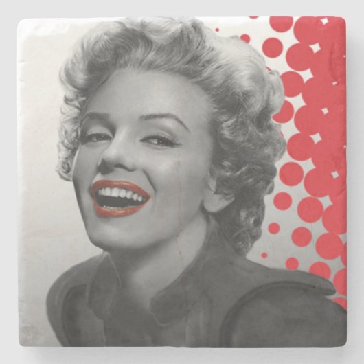 Rote Punkte Marilyn Steinuntersetzer (Vorderseite)