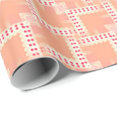 Rote Punkte + Peach squares GIF-Papier Geschenkpapier (Rolleneckpunkt)