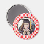 Rote Punkte Schwarzer Foto Rahmen Magnet (Vorderseite/Rückseite)