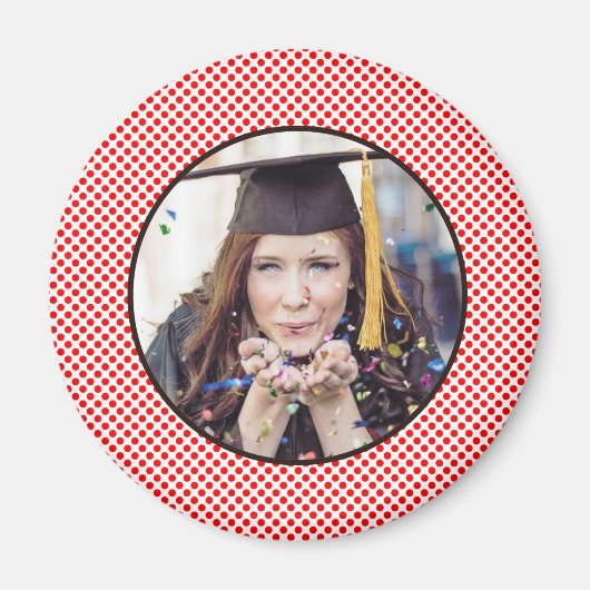 Rote Punkte Schwarzer Foto Rahmen Magnet (Vorne)