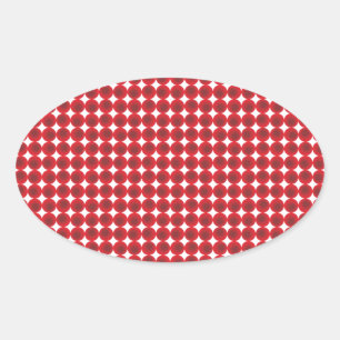 Rote Punkte und Kreise Ovaler Aufkleber