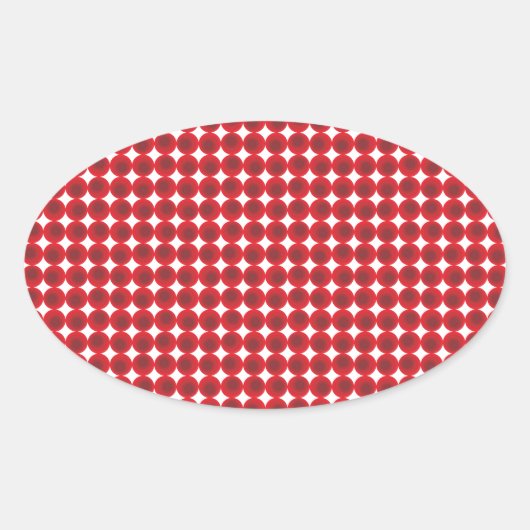 Rote Punkte und Kreise Ovaler Aufkleber (Vorderseite)