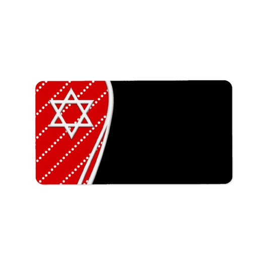 Rote Punktierte Schwarze Davidstern Adressaufkleber (Vorne)