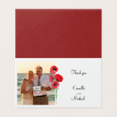 Rote Pupien danke Ihnen Foto Hochzeitkarte (Außenseite Aufgefaltet)