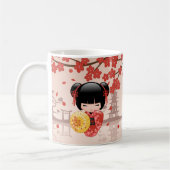 Rote Puppe Kirschblütes Kokeshi - japanische Kaffeetasse (Links)