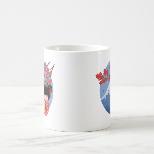 Rote Puppe Kirschblütes Kokeshi - niedliches Kaffeetasse (Mittel)