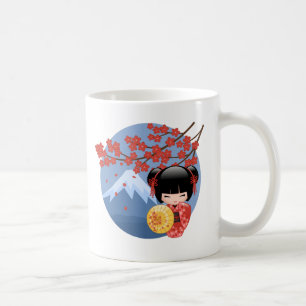 Rote Puppe Kirschblütes Kokeshi - niedliches Kaffeetasse