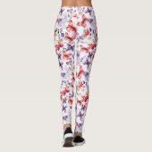 Rote Purpur Schmetterlinge Leggings (Rückseite)