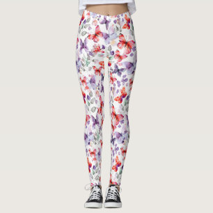Rote Purpur Schmetterlinge Leggings