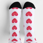 Rote Puzzle-Herzen, Wasserfarben-Muster Socken (Oben)