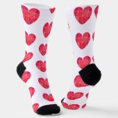 Rote Puzzle-Herzen, Wasserfarben-Muster Socken (Gewinkelt)