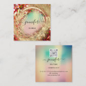 Rote Qr-Rose-Logo Quadratische Visitenkarte (Vorne/Hinten)