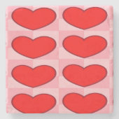 Rote Quadrate der Liebe Steinuntersetzer (Vorderseite)