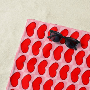 Rote Quadrate der Liebe Strandtuch