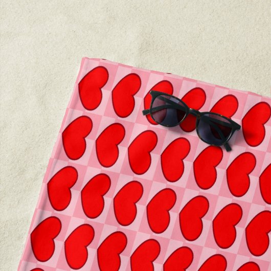 Rote Quadrate der Liebe Strandtuch (Beispiel)