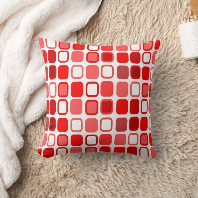 Rote Quadrate Design Kissen (Decke)